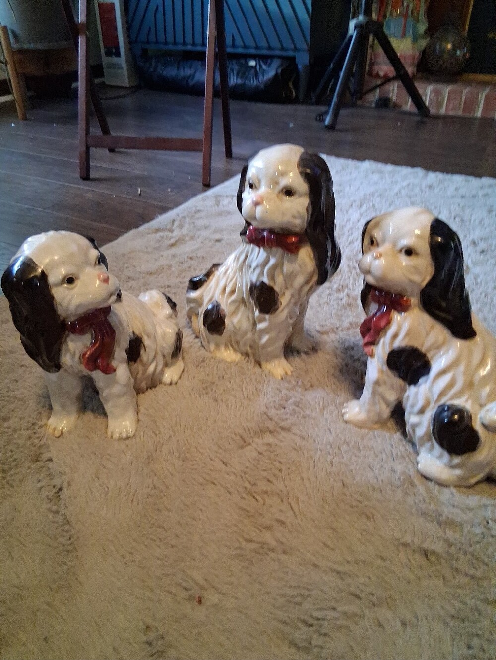 Vintage | Stafforshire Style Dog Figurine  King Charles Spaniel | English Dog X3
